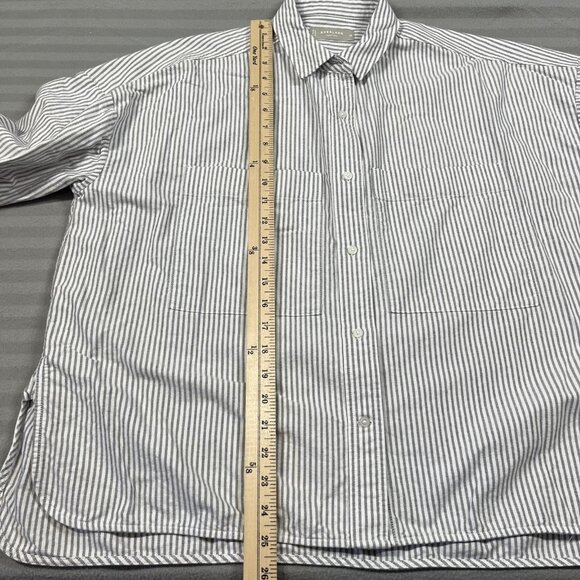 Everlane Shirt Mens Medium Gray Stripe Button Up Organic Cotton Long Sleeve - Picture 8 of 12